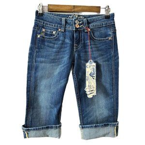 Miss Me Girls Jeans Cropped Capri Size 12 Youth Blue Denim NEW